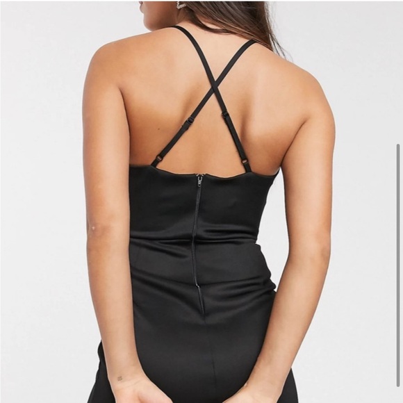 ASOS DESIGN SCUBA CAMI PEPHEM MIDI DRESS-BLACK - Picture 2 of 9